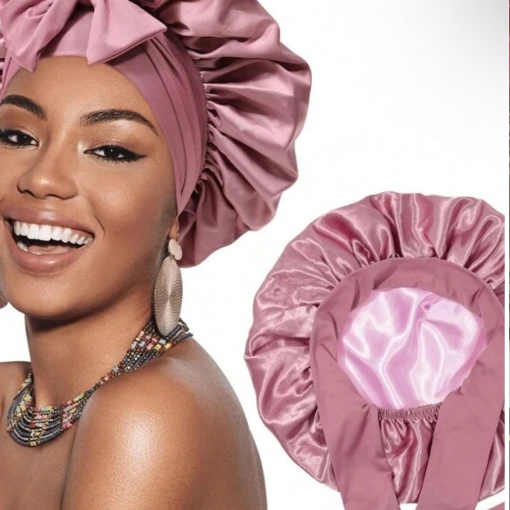 Pink satin bonnet